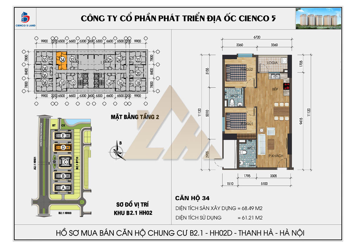 mặt bằng chung cư thanh hà b2.1 hh02e tầng 2