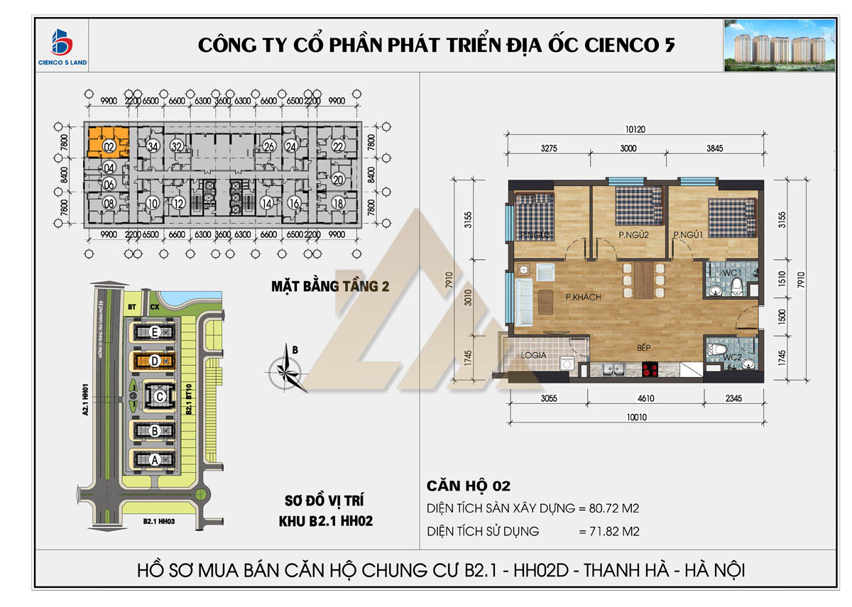 mặt bằng chung cư thanh hà b2.1 hh02e tầng 2