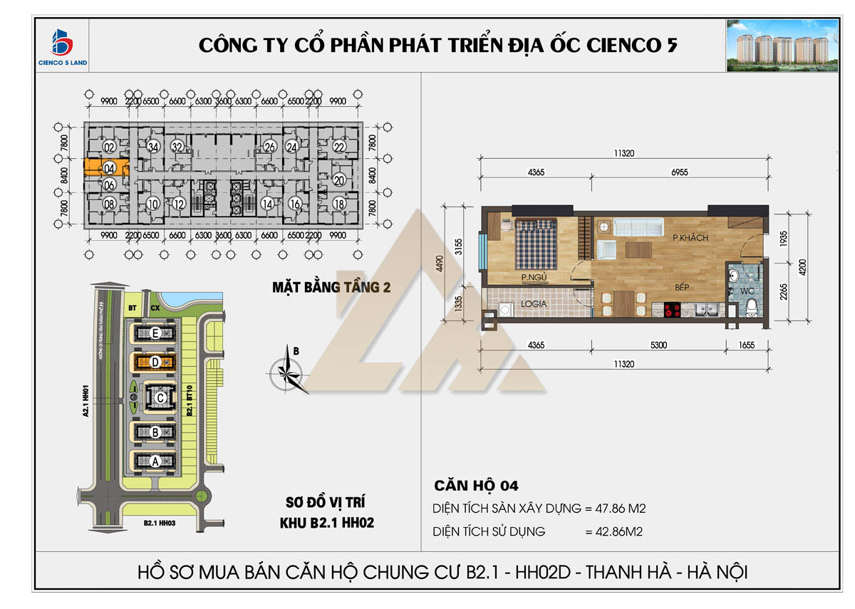 mặt bằng chung cư thanh hà b2.1 hh02e tầng 2