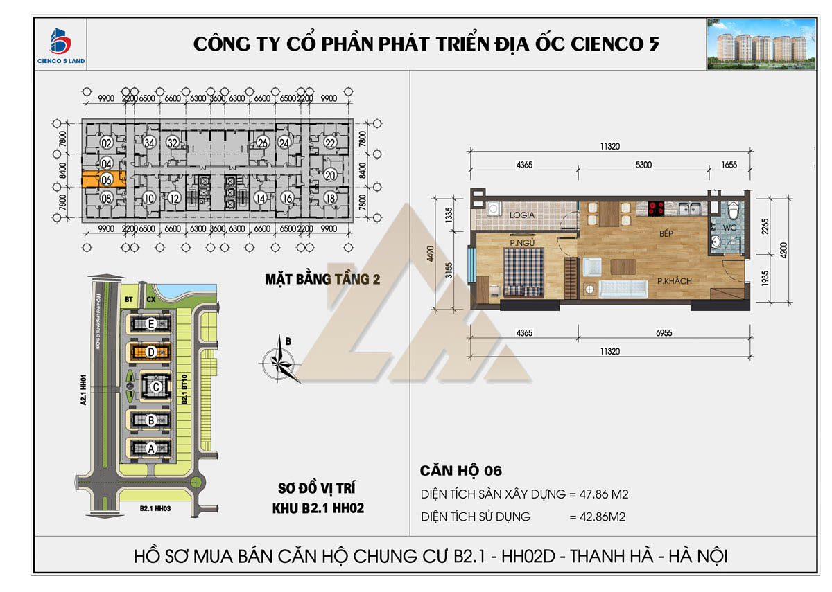 mặt bằng chung cư thanh hà b2.1 hh02e tầng 2