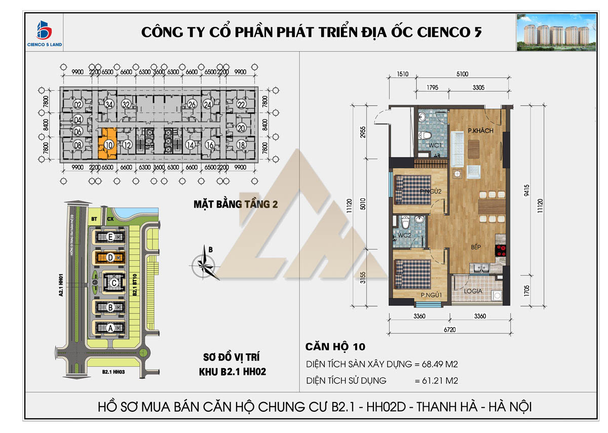 mặt bằng chung cư thanh hà b2.1 hh02e tầng 2