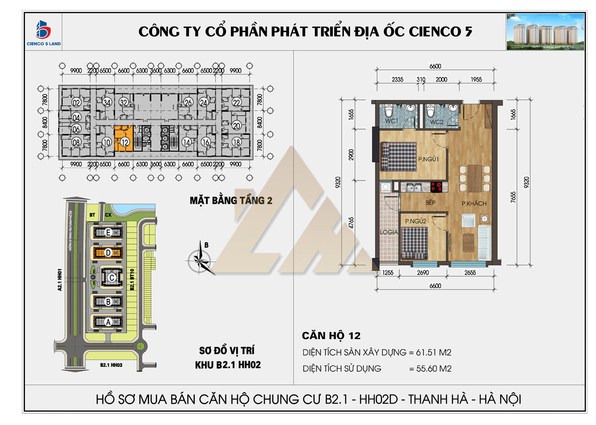 mặt bằng chung cư thanh hà b2.1 hh02e tầng 2