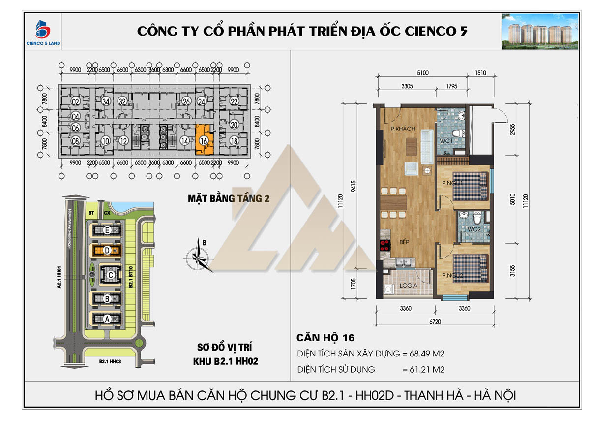 mặt bằng chung cư thanh hà b2.1 hh02e tầng 2