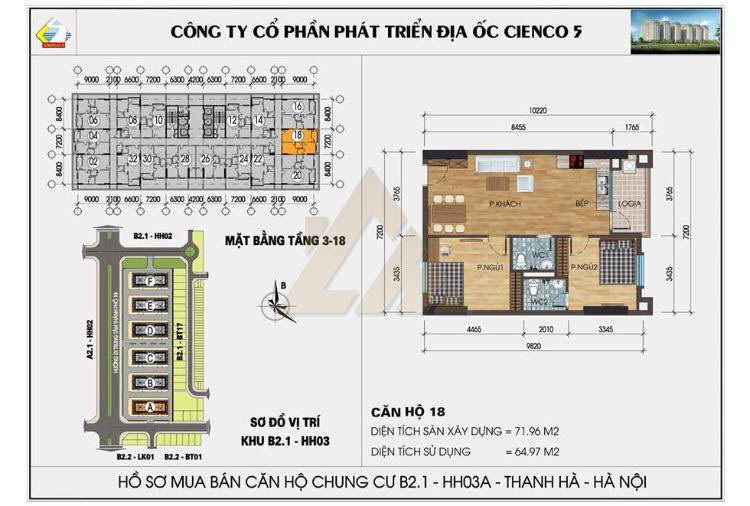mặt bằng chung cư thanh hà b2.1 hh03 tầng 3
