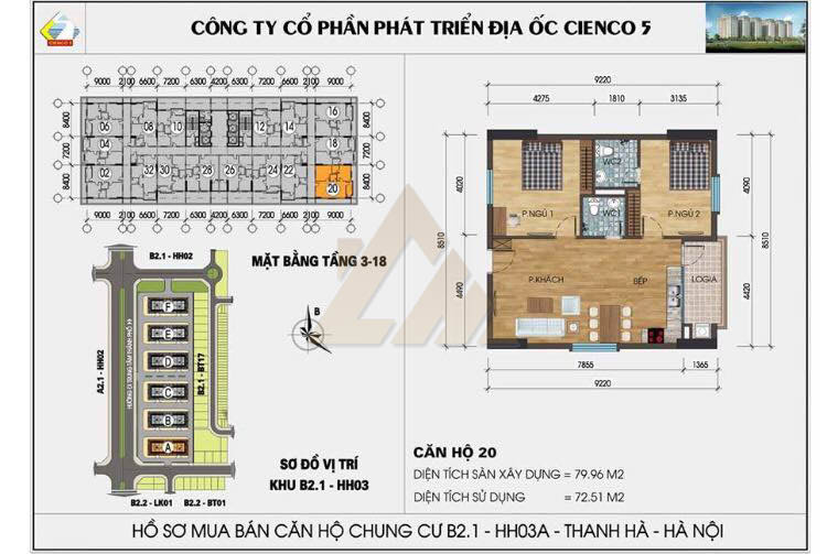 mặt bằng chung cư thanh hà b2.1 hh03 tầng 3
