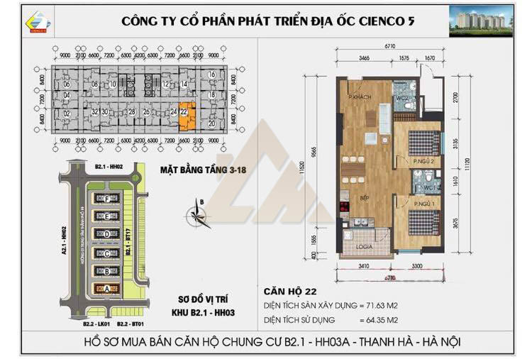 mặt bằng chung cư thanh hà b2.1 hh03 tầng 3