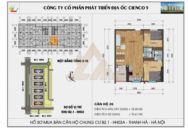mặt bằng chung cư thanh hà b2.1 hh03 tầng 3