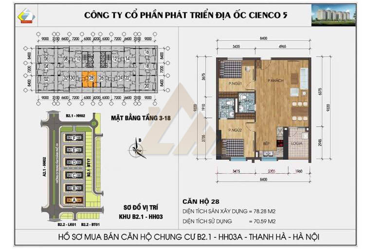 mặt bằng chung cư thanh hà b2.1 hh03 tầng 3