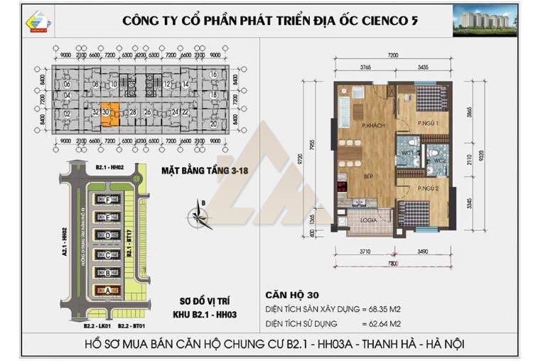 mặt bằng chung cư thanh hà b2.1 hh03 tầng 3