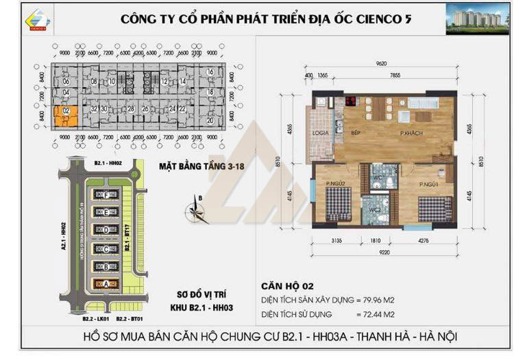 mặt bằng chung cư thanh hà b2.1 hh03 tầng 3