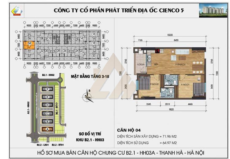 mặt bằng chung cư thanh hà b2.1 hh03 tầng 3