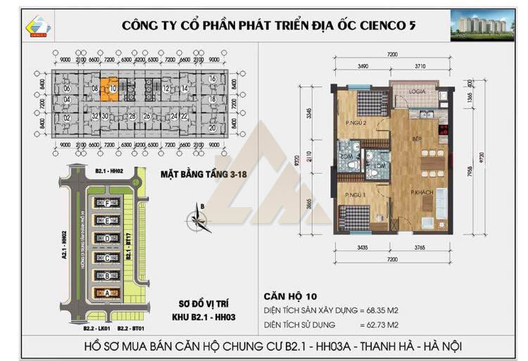 mặt bằng chung cư thanh hà b2.1 hh03 tầng 3