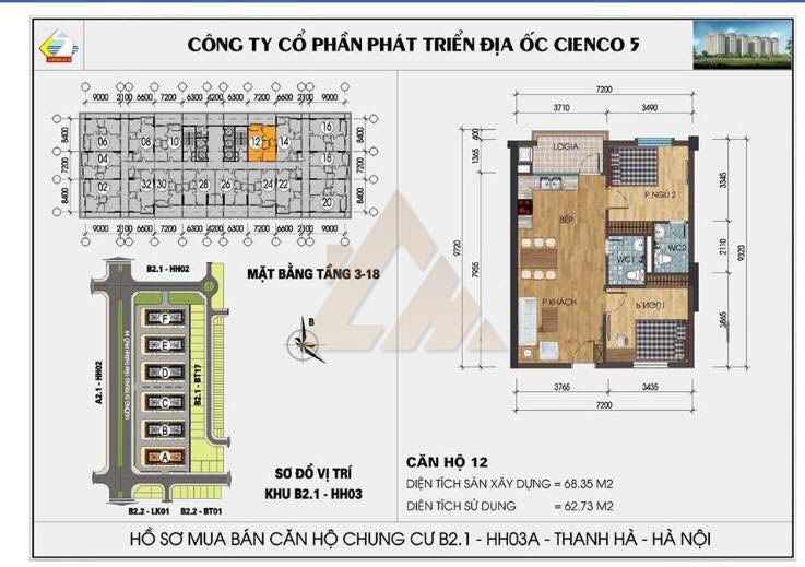 mặt bằng chung cư thanh hà b2.1 hh03 tầng 3