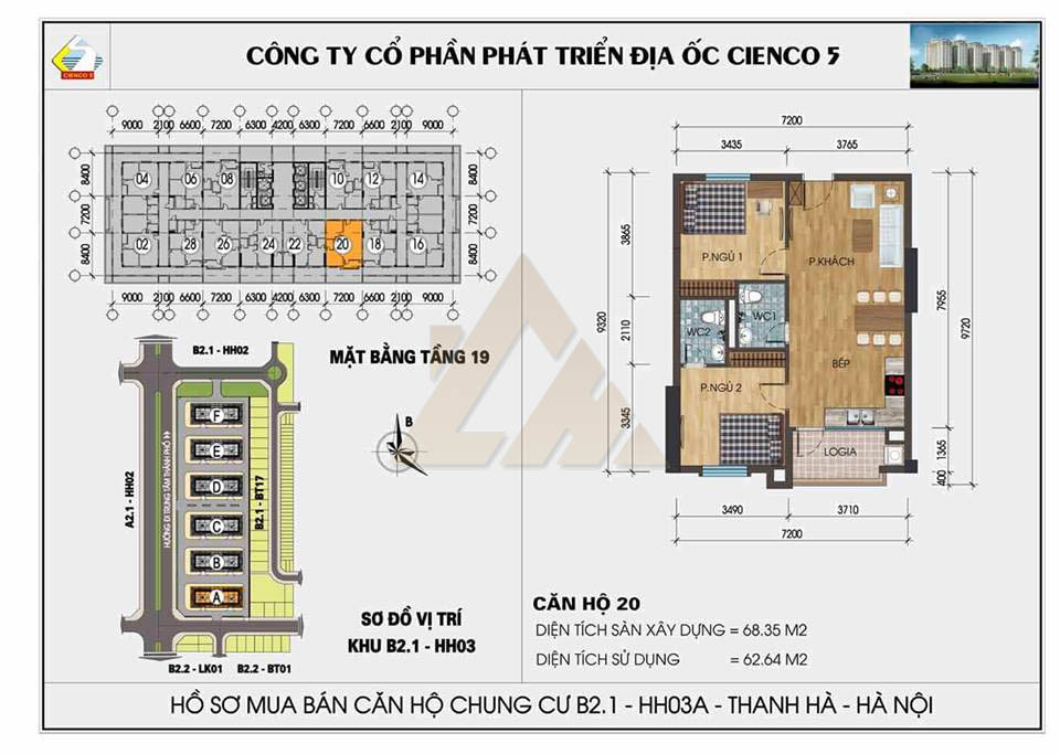 mặt bằng chung cư thanh hà b2.1 hh03 tầng 19