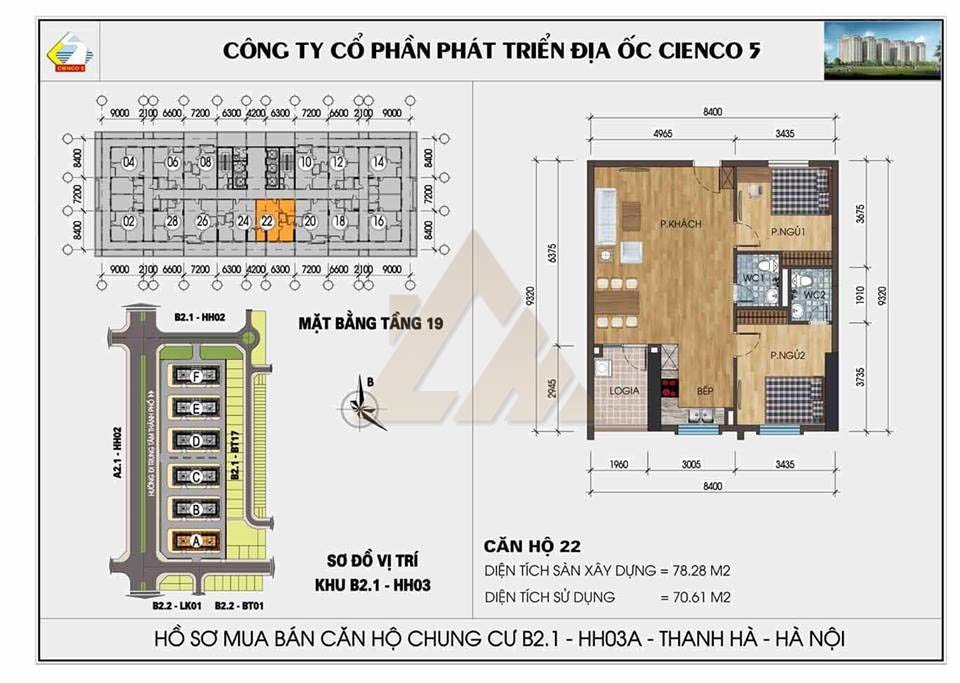 mặt bằng chung cư thanh hà b2.1 hh03 tầng 19