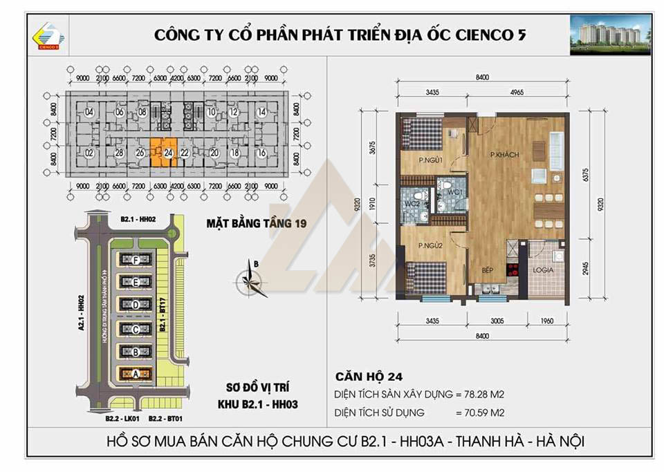 mặt bằng chung cư thanh hà b2.1 hh03 tầng 19