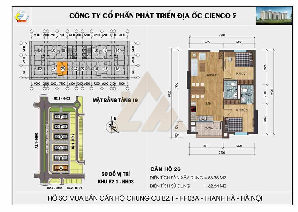mặt bằng chung cư thanh hà b2.1 hh03 tầng 19