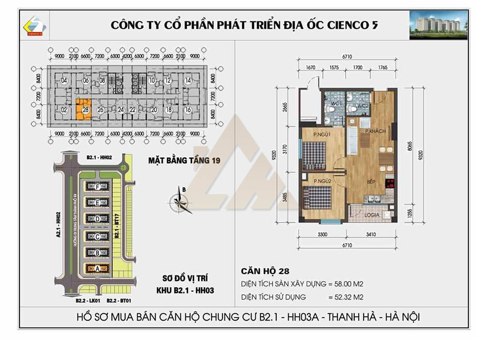 mặt bằng chung cư thanh hà b2.1 hh03 tầng 19