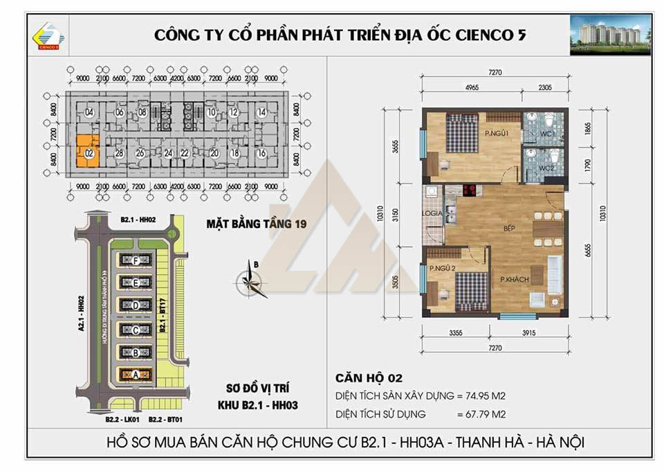 mặt bằng chung cư thanh hà b2.1 hh03 tầng 19