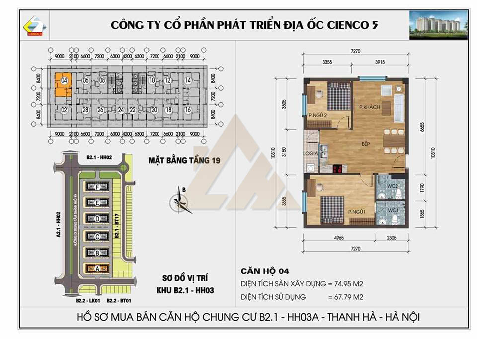 mặt bằng chung cư thanh hà b2.1 hh03 tầng 19