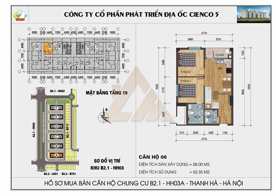 mặt bằng chung cư thanh hà b2.1 hh03 tầng 19