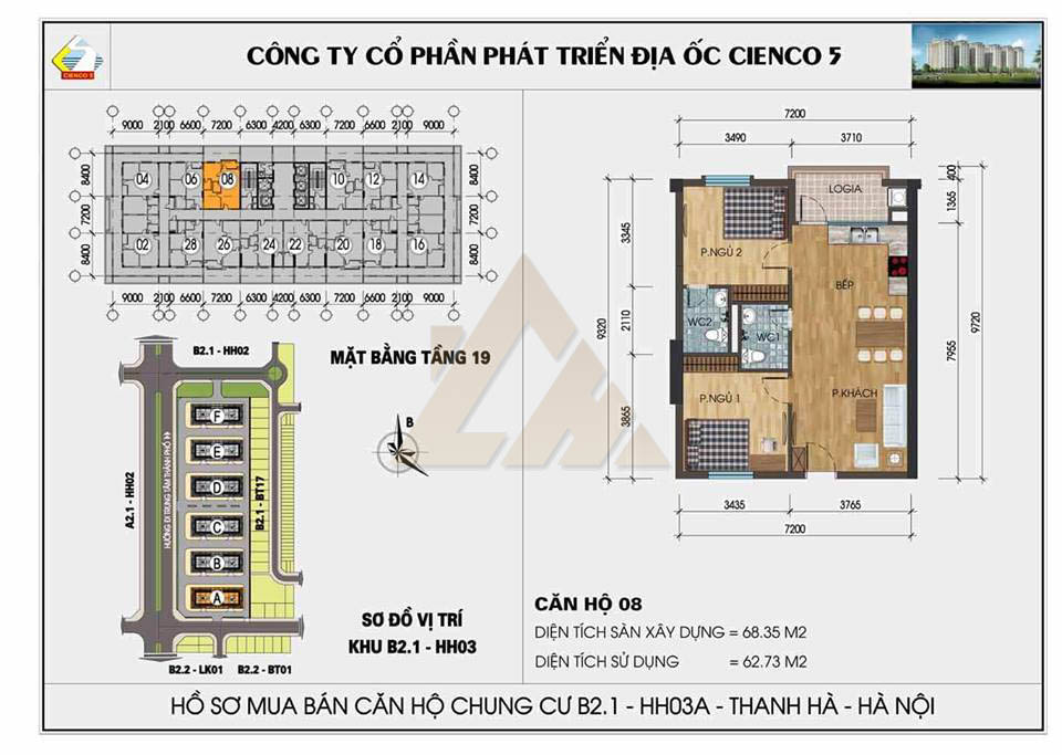 mặt bằng chung cư thanh hà b2.1 hh03 tầng 19