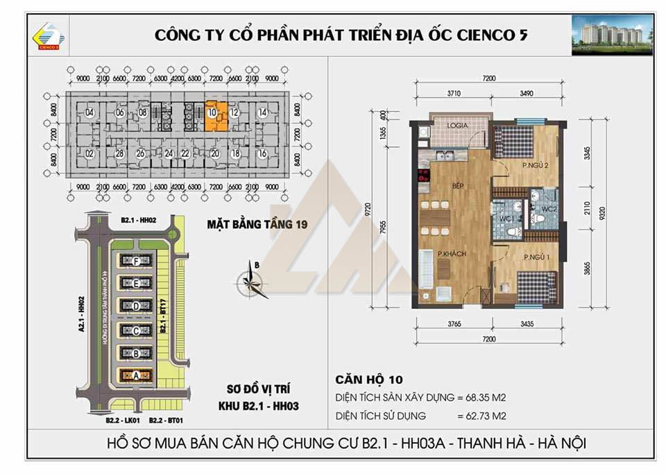 mặt bằng chung cư thanh hà b2.1 hh03 tầng 19