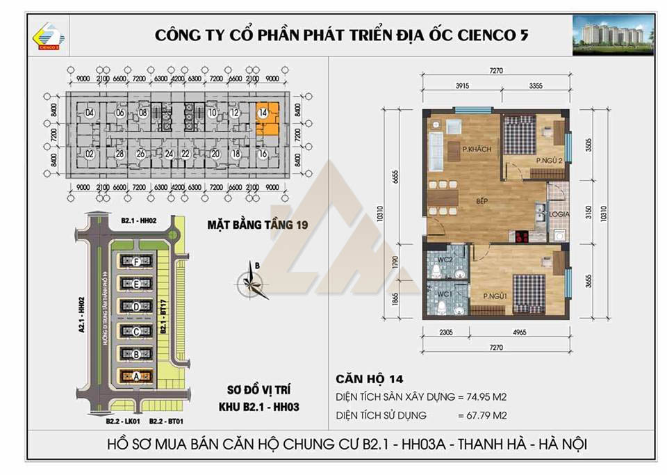mặt bằng chung cư thanh hà b2.1 hh03 tầng 19
