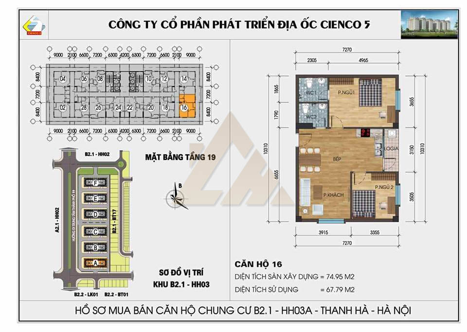 mặt bằng chung cư thanh hà b2.1 hh03 tầng 19