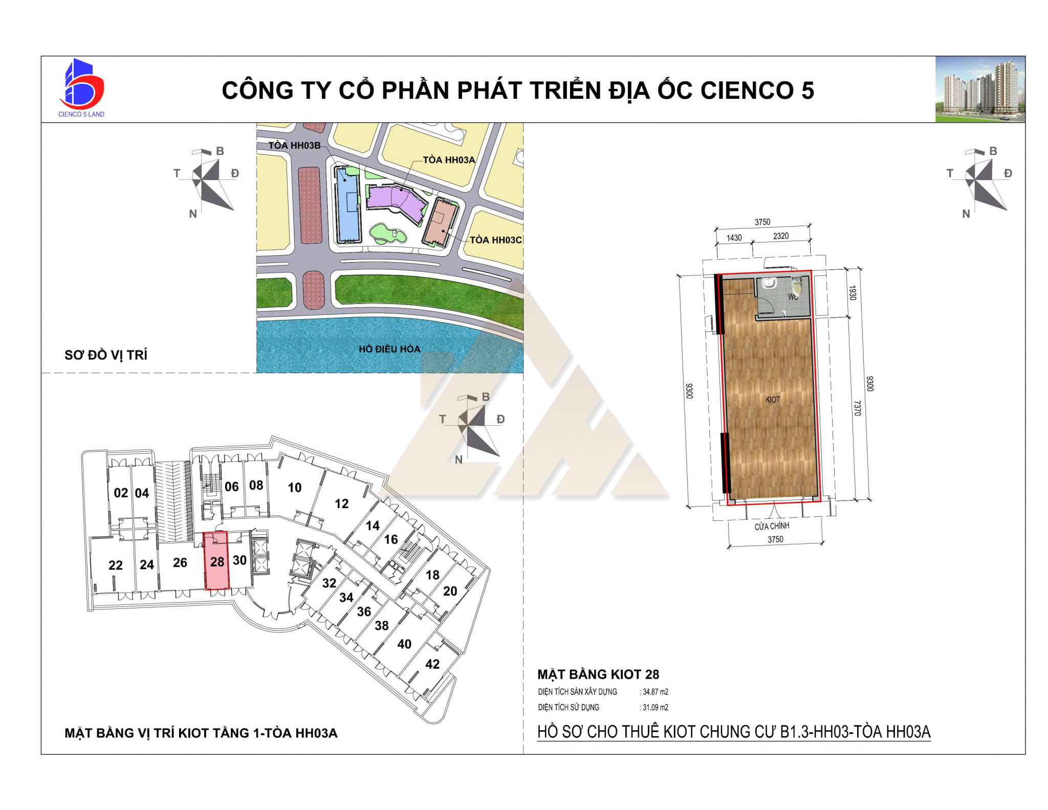 mặt bằng ki ốt thanh hà b1.3
