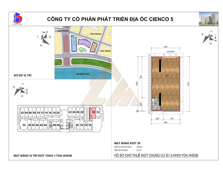 mặt bằng ki ốt thanh hà b1.3 hh03b
