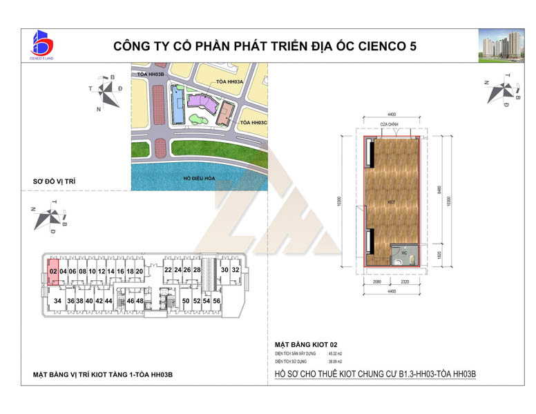 mặt bằng ki ốt thanh hà b1.3 hh03b