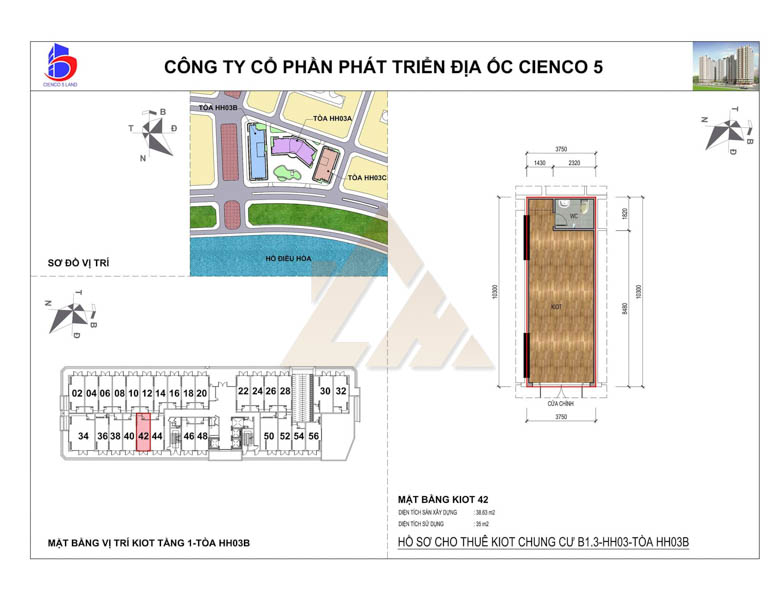 mặt bằng ki ốt thanh hà b1.3 hh03b