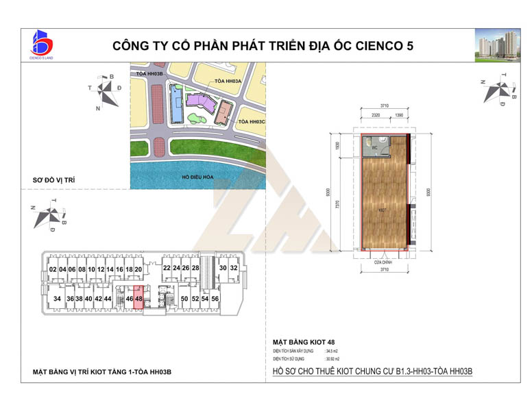 mặt bằng ki ốt thanh hà b1.3 hh03b