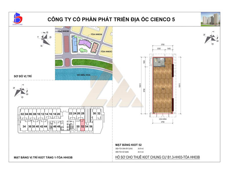 mặt bằng ki ốt thanh hà b1.3 hh03b