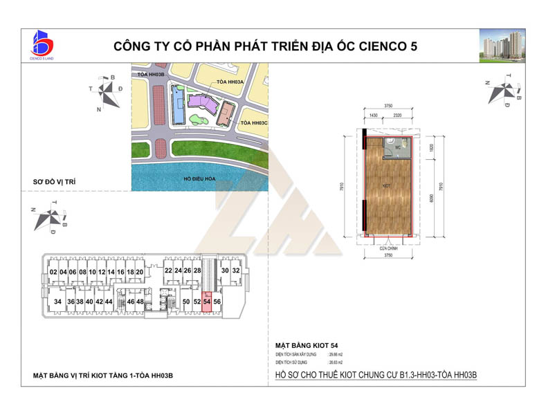 mặt bằng ki ốt thanh hà b1.3 hh03b