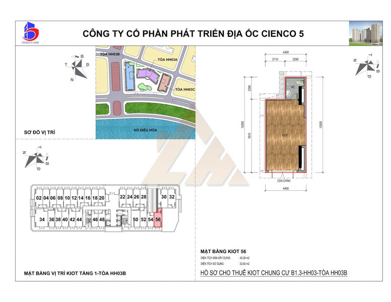 mặt bằng ki ốt thanh hà b1.3 hh03b