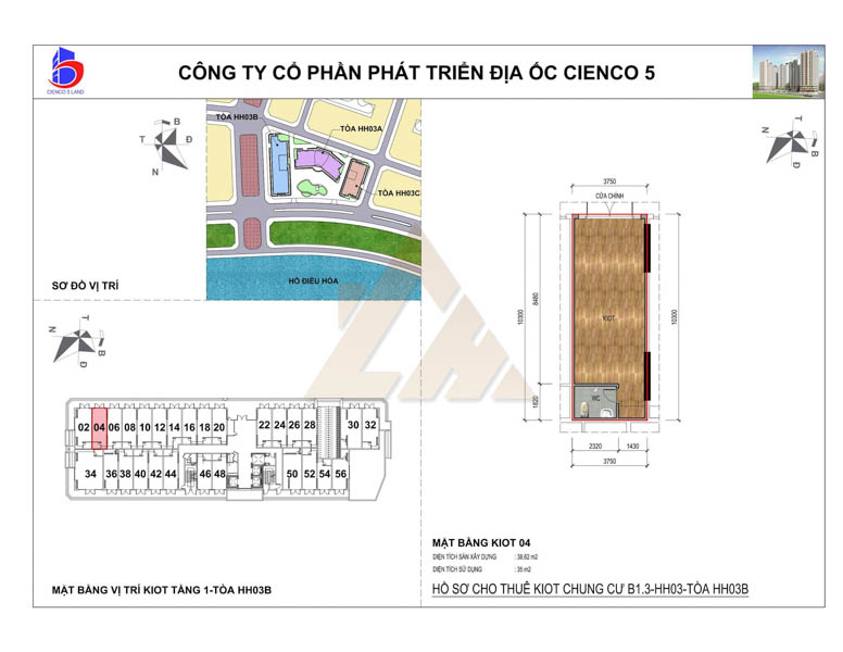 mặt bằng ki ốt thanh hà b1.3 hh03b