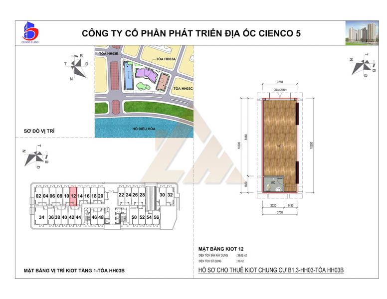 mặt bằng ki ốt thanh hà b1.3 hh03b