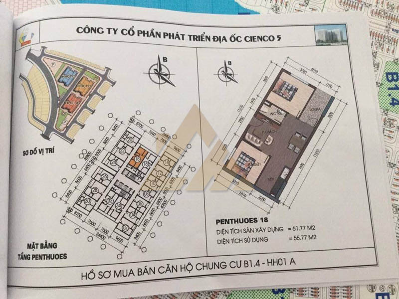 mặt bằng căn hộ penthouse thanh hà b1.4 hh01