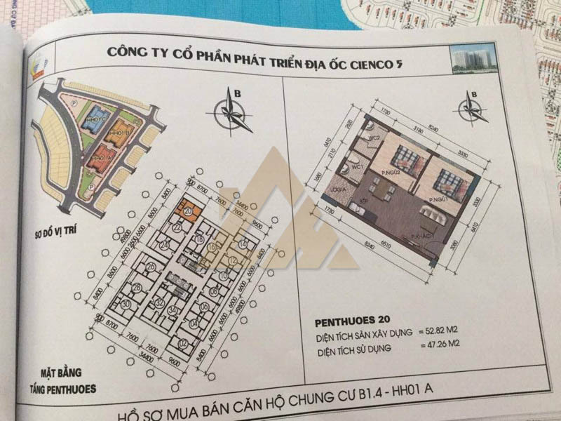 mặt bằng căn hộ penthouse thanh hà b1.4 hh01