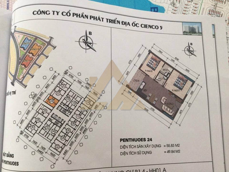 mặt bằng căn hộ penthouse thanh hà b1.4 hh01