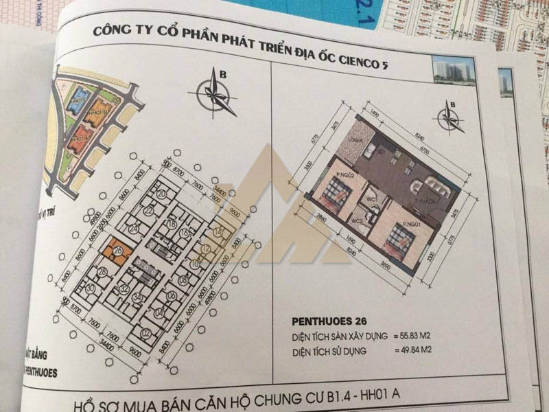 mặt bằng căn hộ penthouse thanh hà b1.4 hh01