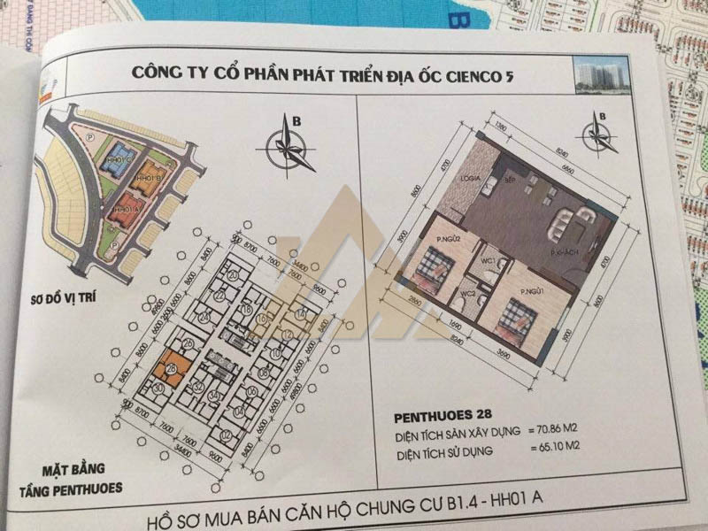 mặt bằng căn hộ penthouse thanh hà b1.4 hh01