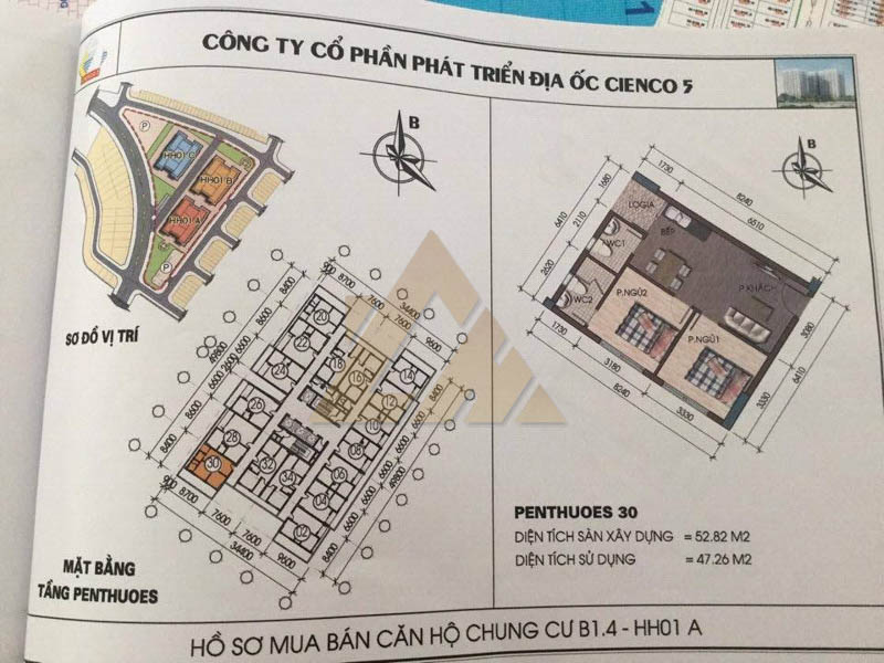 mặt bằng căn hộ penthouse thanh hà b1.4 hh01