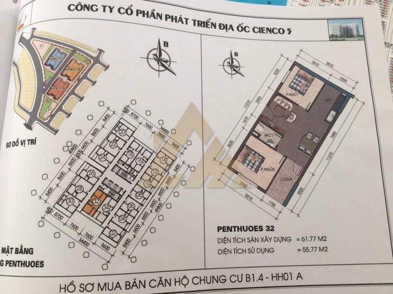 mặt bằng căn hộ penthouse thanh hà b1.4 hh01
