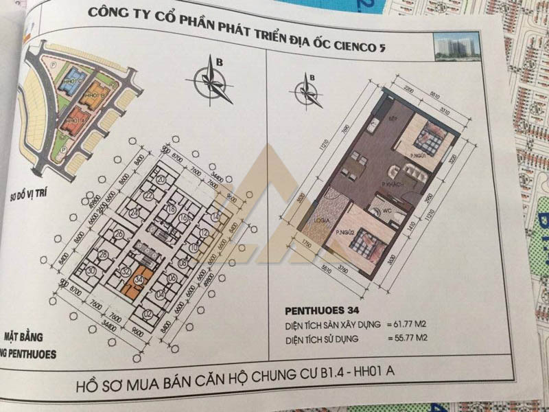 mặt bằng căn hộ penthouse thanh hà b1.4 hh01