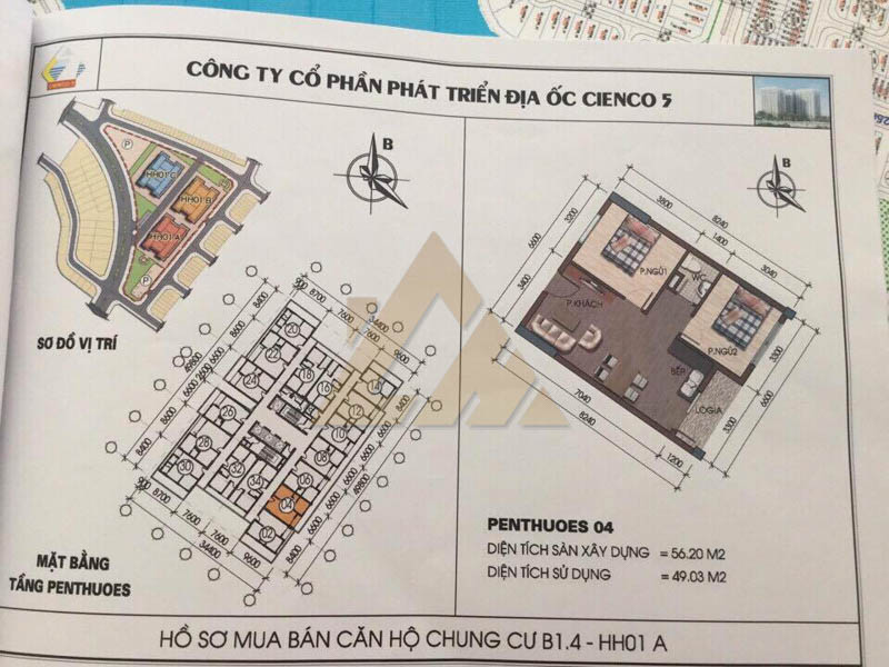 mặt bằng căn hộ penthouse thanh hà b1.4 hh01