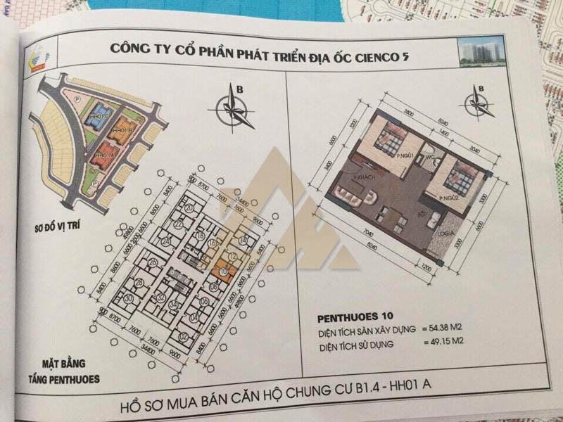 mặt bằng căn hộ penthouse thanh hà b1.4 hh01