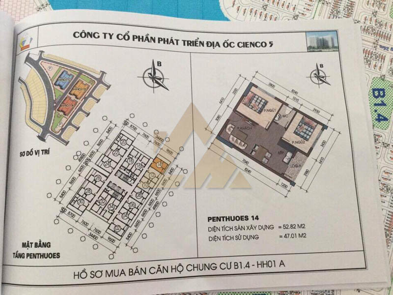 mặt bằng căn hộ penthouse thanh hà b1.4 hh01